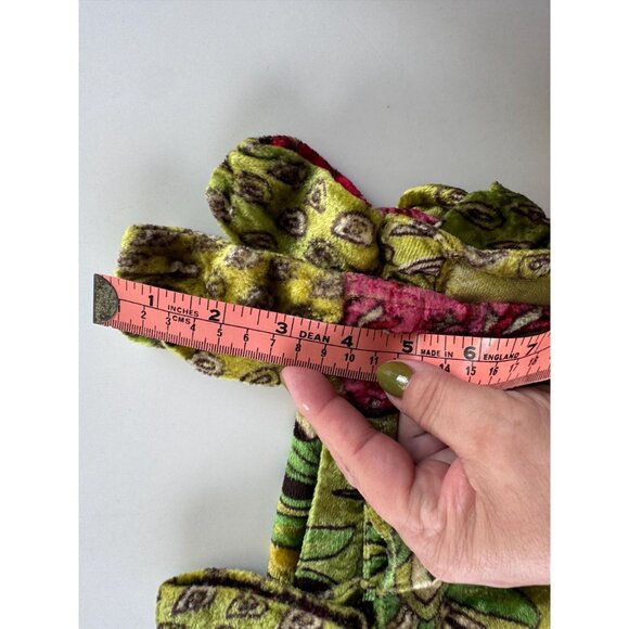 Vintage 90s curtain, pink, green, fuchsia, bold pattern, crushed velvet panel - Picture 9 of 10